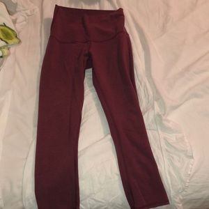Burgundy Size 6 Lululemon Cropped Leggings
